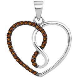 0.13 CTW Cognac-brown Color Diamond Heart Infinity Pendant 10KT White Gold - REF-10K5W