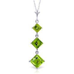 Genuine 2.4 ctw Peridot Necklace Jewelry 14KT White Gold - REF-29T7A