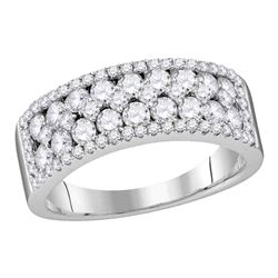 1.49 CTW Pave-set Diamond Double Two Row Ring 10KT White Gold - REF-94Y4X