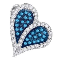 0.33 CTW Blue Color Diamond Heart Love Pendant 10KT White Gold - REF-18H2M