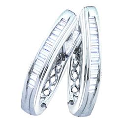 1 CTW Diamond Hoop Earrings 14KT White Gold - REF-64Y4X