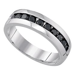 1.02 CTW Mens Black Color Diamond Fashion Ring 10KT White Gold - REF-75N2F