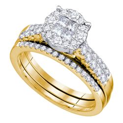 1 CTW Princess Diamond Soleil Bridal Engagement Ring 14KT Yellow Gold - REF-134Y9X