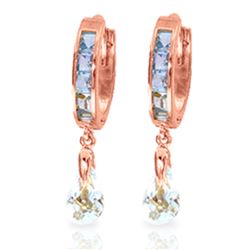Genuine 2.95 ctw Aquamarine Earrings Jewelry 14KT Rose Gold - REF-56V9W