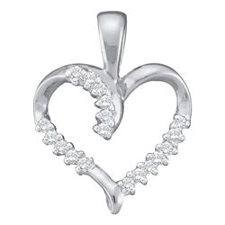 0.10 CTW Diamond Simple Heart Outline Pendant 10KT White Gold - REF-8K9W
