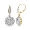 Image 1 : 2.2 CTW Diamond Flower Cluster Dangle Leverback Earrings 14KT Yellow Gold - REF-244H4M