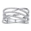 Image 1 : 0.33 CTW Diamond Triple Row Openwork Crossover Ring 10KT White Gold - REF-30F2N