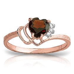Genuine 0.97 ctw Garnet & Diamond Ring Jewelry 14KT Rose Gold - REF-29A7K