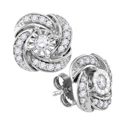 0.32 CTW Diamond Pinwheel Stud Earrings 10KT White Gold - REF-38Y9X