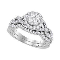 0.88 CTW Diamond Cluster Bridal Engagement Ring 14KT White Gold - REF-97Y4X