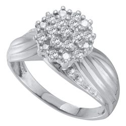 0.20 CTW Diamond Cluster Ring 10KT White Gold - REF-30F2N