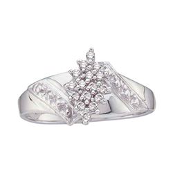 0.11 CTW Diamond Cluster Ring 10KT White Gold - REF-14X9Y