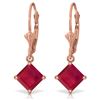 Image 1 : Genuine 2.9 ctw Ruby Earrings Jewelry 14KT Rose Gold - REF-42Z2N