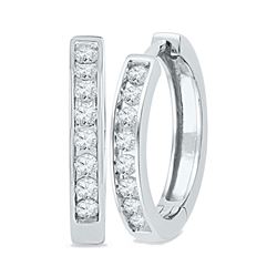 0.50 CTW Diamond Hoop Earrings 10KT White Gold - REF-49W5K