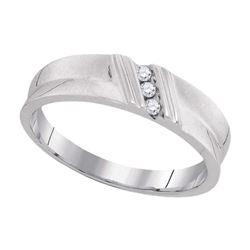 0.06 CTW Diamond Channel-set Mens Masculine Lightweight Ring 10KT White Gold - REF-20N9F
