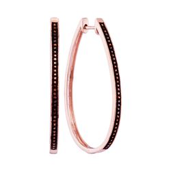 0.15 CTW Diamond Oblong Single Row Hoop Earrings 10KT Rose Gold - REF-49K5W
