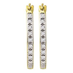 0.12 CTW Diamond Single Row Hoop Earrings 10KT Yellow Gold - REF-18W2K