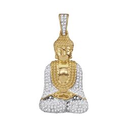0.55 CTW Mens Diamond Gautama Buddha Charm Pendant 10KT Yellow Gold - REF-37Y5X