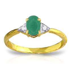 Genuine 0.51 ctw Emerald & Diamond Ring Jewelry 14KT Yellow Gold - REF-29F2Z