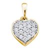 Image 1 : 0.10 CTW Diamond Small Heart Cluster Pendant 14KT Yellow Gold - REF-10Y5X
