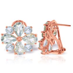 Genuine 4.85 ctw Aquamarine Earrings Jewelry 14KT Rose Gold - REF-72A3K