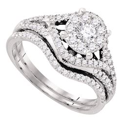 0.63 CTW Diamond Cluster Bridal Engagement Ring 14KT White Gold - REF-89Y9X