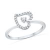 Image 1 : 0.13 CTW Diamond Heart Outline Solitaire Ring 10KT White Gold - REF-14M9H