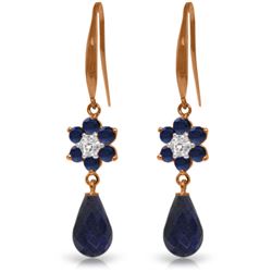 Genuine 7.61 ctw Sapphire & Diamond Earrings Jewelry 14KT Rose Gold - REF-49P8H