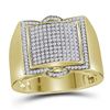 Image 1 : 0.48 CTW Mens Diamond Framed Square Cluster Ring 10KT Yellow Gold - REF-67Y4X