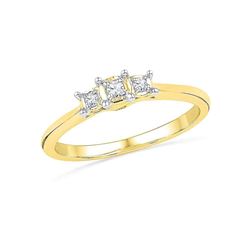 0.08 CTW Diamond 3-stone Bridal Engagement Ring 10KT Yellow Gold - REF-14W9K