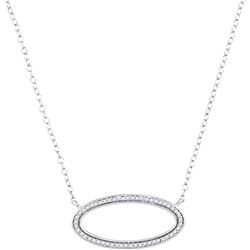 0.12 CTW Diamond Oval Outline Pendant 10KT White Gold - REF-18M2H