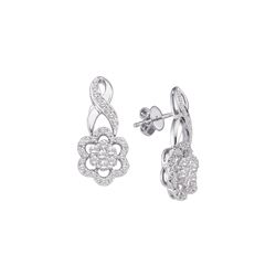 0.99 CTW Diamond Flower Screwback Earrings 14KT White Gold - REF-97M4H