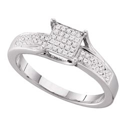 0.15 CTW Diamond Square Cluster Ring 10KT White Gold - REF-22N4F