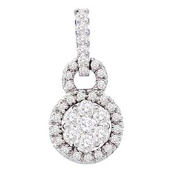 0.51 CTW Diamond Circle Flower Cluster Pendant 14KT White Gold - REF-49Y5X