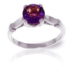 Genuine 1.15 ctw Amethyst Ring Jewelry 14KT White Gold - REF-51R4P