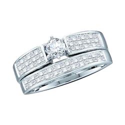1 CTW Diamond Bridal Wedding Engagement Ring 14KT White Gold - REF-89W9K