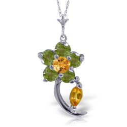 Genuine 0.87 ctw Citrine & Peridot Necklace Jewelry 14KT White Gold - REF-25K4V