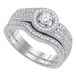 0.50 CTW Diamond Milgrain Triple Row Bridal Ring 10KT White Gold - REF-65Y9X