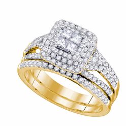 0.97 CTW Princess Diamond Bridal Engagement Ring 14KT Yellow Gold - REF-127M4H