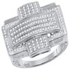 Image 1 : 0.50 CTW Mens Diamond Convex Cross Rectangle Cluster Ring 10KT White Gold - REF-67Y4X