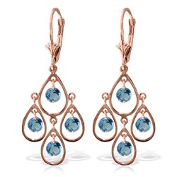 Genuine 2.4 ctw Blue Topaz Earrings Jewelry 14KT Rose Gold - REF-54K9V