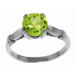 Genuine 1.15 ctw Peridot Ring Jewelry 14KT White Gold - REF-51N4R