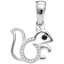 0.05 CTW Diamond Squirrel Critter Pendant 10KT White Gold - REF-8F9N