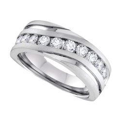 0.25 CTW Mens Diamond Channel-set Anniversary Ring 10KT White Gold - REF-41H2M