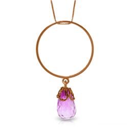 Genuine 3 ctw Pink Topaz Necklace Jewelry 14KT Rose Gold - REF-25Y6F
