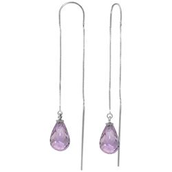 Genuine 4.5 ctw Amethyst Earrings Jewelry 14KT White Gold - REF-20K4V