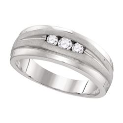0.25 CTW Mens Diamond Wedding Ring 10KT White Gold - REF-33F8N