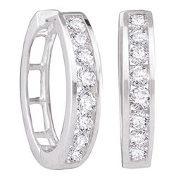 0.50 CTW Diamond Hoop Earrings 14KT White Gold - REF-56X2Y