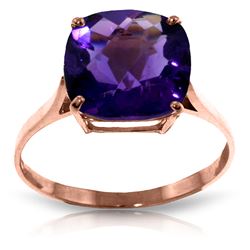 Genuine 3.6 ctw Amethyst Ring Jewelry 14KT Rose Gold - REF-34A7K