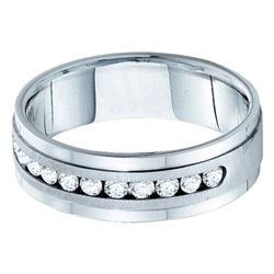 1 CTW Mens Diamond Wedding Ring 14KT White Gold - REF-187Y4X